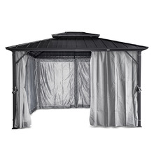 2.8m Athena Steel Gazebo with Mosquito Nets & Curtains